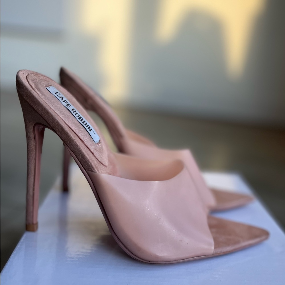 Nude High Heel Mules